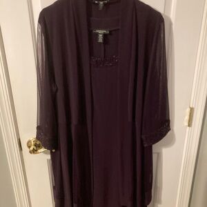 R&M Richards Deep Purple Shell Dress with Sheer Jacket Set